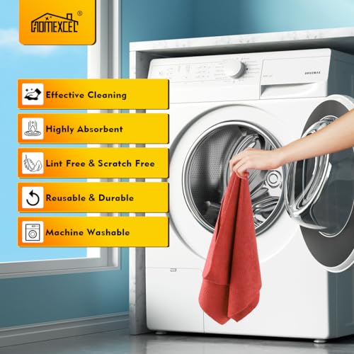 HOMEXCEL Microfiber Cleaning Cloth 200 PK, Towels for Cars, Shop Rags, Red - color: Red