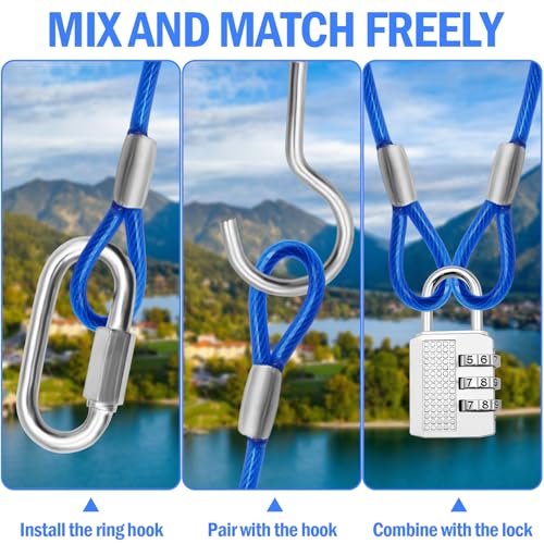 4.7mm(3/16") Steel Security Cable with Loops, Bike Lock Cable, 2Pack - color: Blue, size: 4FT-(2Pack)