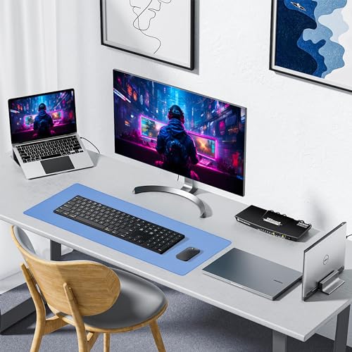 ALOANES Non-Slip Extended Mouse Pad Office&Home Desk Mat Stitched Edge - color: Blue, size: 27.6L x 11.8W inches