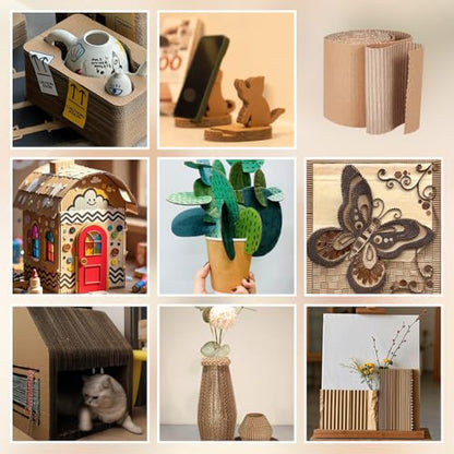 OLYCRAFT Corrugated Cardboard Rolls 6x197 Inch Singleface Corrugated Paper Roll Shipping Protection Roll Large Corrugateds Wrap Paper Sheet Packaging Wrap Cardboard for Moving Protecting Fragile Items - size: 6x197 Inch