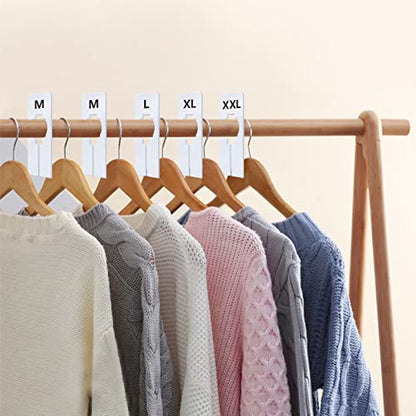 40 Pack Rectangular White Plastic Clothing Size Closet Rack Dividers Hangers, Preprinted in 8 Sizes XXS, XS, S, M, L, XL, XXL, XXXL (2.5”x 5”, Inner Diameter 1.38”) - color: White/Printed, size: 40 Pcs