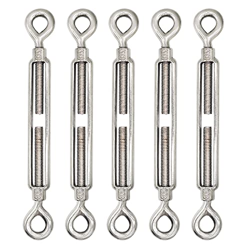 M10 Eye & Eye Turnbuckle, 304 Stainless Steel Turnbuckle Heavy Duty Wire Rope Tension 5 Pcs - style: Eye & Eye-M-10