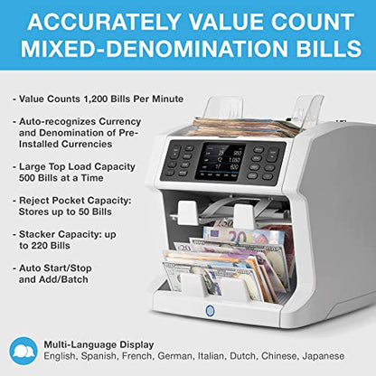 Safescan 2985-SX Money Counter Machine with Thermal Receipt Printer and Counterfeit Detection
