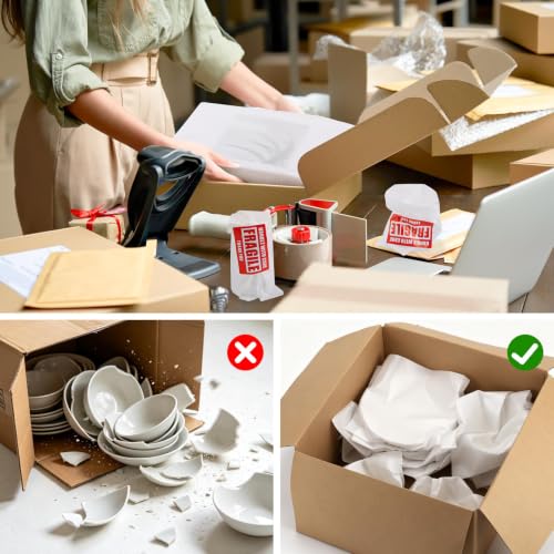 640 Dish Packing Supplies for Moving, 290 Dish Packing Kit(9 Sizes) with 350 Fragile Stickers for Plates Dishes Shipping Storage