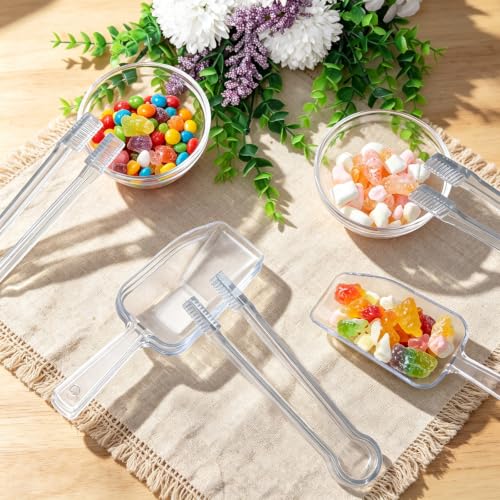 12 Pcs Plastic Ice Tongs and Scoops, Candy Scoops for Buffet, Clear - color: Clear