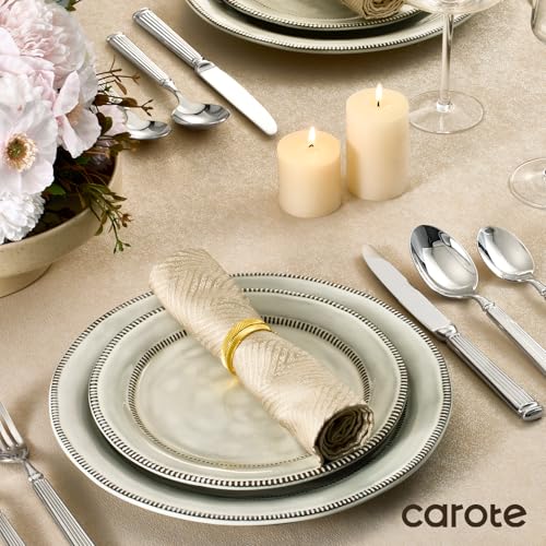 CAROTE 20 Pieces Silverware Set, Premium 18/10 Stainless Steel Flatware Set, Luxury Cutlery Set for 4, Dishwasher Safe for Home and Kitchen with Relief Patterns Handle, Party, Wedding, Silver