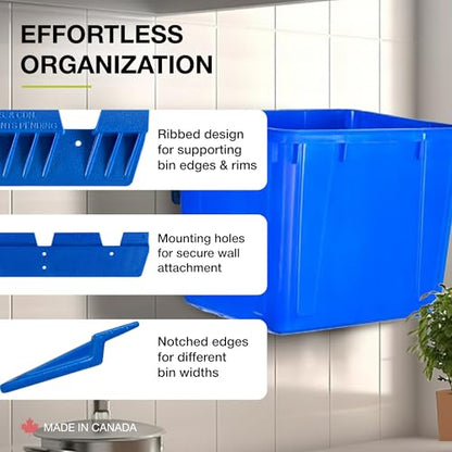 Nova Products Recycle Bin Wall Mount (2 Pack) – Heavy-Duty Garage Organizer & Trash Can Holder, Space-Saving Blue Bin Hanger for Home, Kitchen, Utility Room & Workshop Storage
