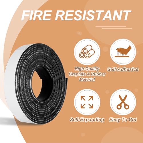 Smoke Fire Seal Strip 9.8Ft 20mm/0.79" Wx 2mm/0.08" T Black - color: Black, size: 9.8FT x 20mm / 0.79" W x 2mm / 0.08" T