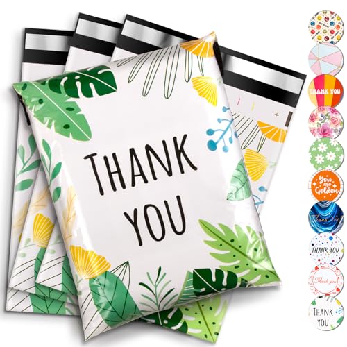 Oududianzi Poly Mailers 10x13, 100PCS Shipping Bags, Mailing Bags, Packaging Bags, Mailers Poly Bags, Polymailer Packaging Bags for Small Bussiness - color: Big leaves, size: 10x13 - 100Pack