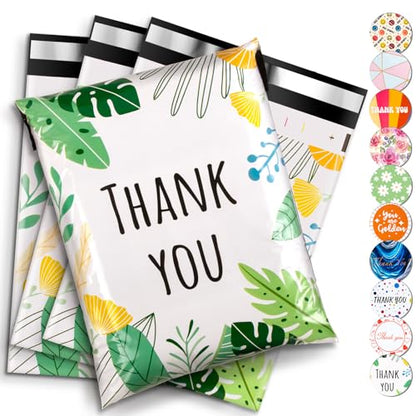 Oududianzi Poly Mailers 10x13, 100PCS Shipping Bags, Mailing Bags, Packaging Bags, Mailers Poly Bags, Polymailer Packaging Bags for Small Bussiness - color: Big leaves, size: 10x13 - 100Pack