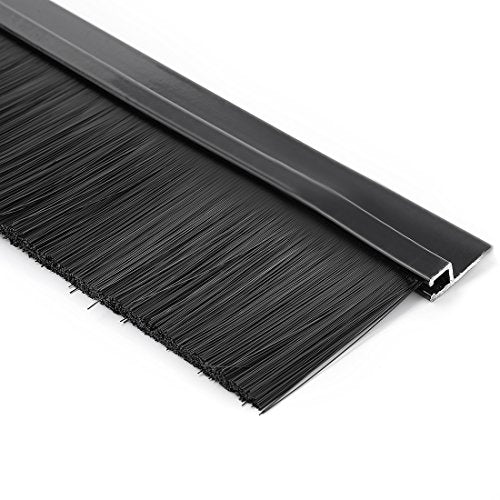 uxcell Door Bottom Sweep H-Shape Aluminum Alloy Base with 2-inch Black Nylon Brush 39-inch x 2.8-inch - color: Black, size: 39.37" x 2"