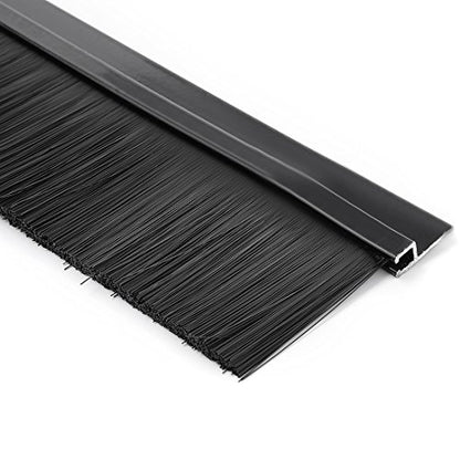 uxcell Door Bottom Sweep H-Shape Aluminum Alloy Base with 2-inch Black Nylon Brush 39-inch x 2.8-inch - color: Black, size: 39.37" x 2"
