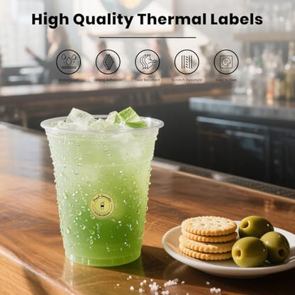 Yellow Round Thermal Labels 1 Inch Vinyl Printer Sticker 500 PCS - color: Yellow