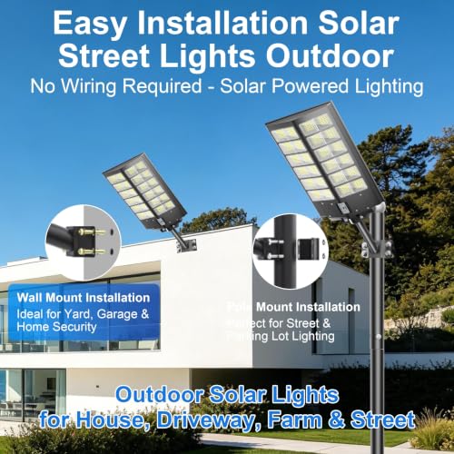 Solar Street Lights Outdoor Waterproof 9000W LED Solar Power Street Light Dusk to Dawn with Mention Sensor Flood Light Large Outdoor Solar Lights for Yard, Entryway Garage - size: L--1PC