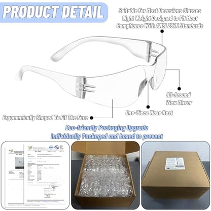 80 PCS Safety Glasses Bulk Unisex, Clear Safety Goggles with ANSI Z87.1 - color: Clear