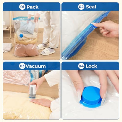 ETENWOLF 9 Combo Vacuum Storage Bags for Travel with Wireless Pump - size: 9 Travel Size-E