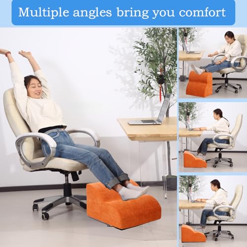 Foot Rest for Under Desk at Work.Multifunctional 3-Tier Foot Stool - color: Orange