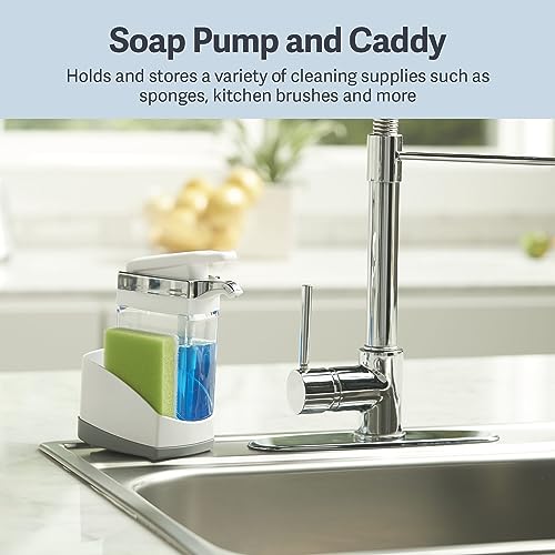 Casabella Sink Sider Solo Soap Pump and Sponge Caddy for Kitchen Sinks, Kitchen Sink Organizer Sponge Caddy and Soap Pump Combo, White - color: White, size: Solo