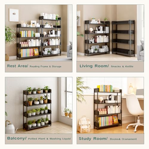 OSCHF Wide Open Shelf Bookcase, 4-Tier, Full Black - color: Black, size: 4-Tier