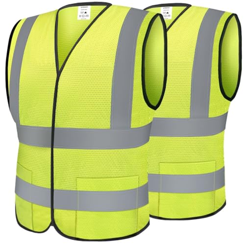TICONN 2PK/4PK Reflective Safety Vest, High Visibility Vest with Reflective Strips for Men Women, Meets ANSI II - color: Yellow, size: Small