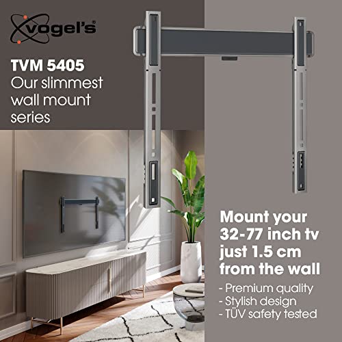 Vogel's TVM 5405 Extremely Flat TV wall Bracket for 32-77 inch TVs, Max. 165 lbs, TV Bracket max. VESA 400x400, Universally Compatible, Distance to the wall only 0.59 inch - size: 32 - 77"