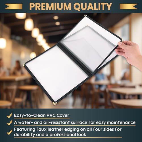 8.5 x 11 Inch Menu Covers, 10 Pack 5 Page 10 View Menu Sleeves Clear View Menu Holder for Kitchen, Restaurant Supplies, Drink, Wine Menu - size: 5 page