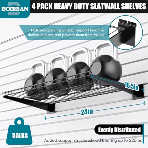 4 Pack Metal Slatwall Shelves 24X16.5 Inch, Black - color: Black, size: L4PC