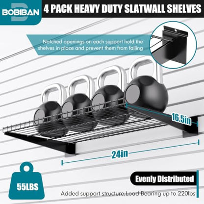 4 Pack Metal Slatwall Shelves 24X16.5 Inch, Black - color: Black, size: L4PC