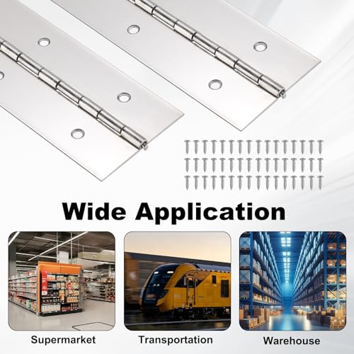 PATIKIL 47.2x2/1200x50.8x1mm Heavy Duty Piano Hinge, 304 Stainless Steel - size: 47.2 x 2 inch / 1200x50.8x1mm