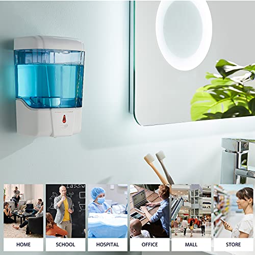 interhasa! Automatic Soap Dispenser Wall Mount 20oz Refillable Liquid Hand Sanitizer Dispenser Commercial Soap Dispenser for Bathroom Support Liquid Gel - color: White
