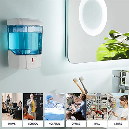 interhasa! Automatic Soap Dispenser Wall Mount 20oz Refillable Liquid Hand Sanitizer Dispenser Commercial Soap Dispenser for Bathroom Support Liquid Gel - color: White