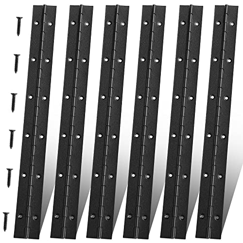 6 Pack 12 Inch Piano Hinge, Heavy Duty Continuous Hinge with Holes for Cabinets Boat Marine Door, 304 Stainless Steel 0.04" Leaf Thickness 1.2'' Open Width (Black) - size: 12 Inch (6PCS)
