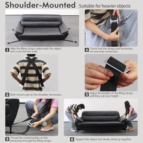Moving Straps, 2-Person Lifting and Moving System, Appliance Or Furniture Moving Straps for Lifting, Heavy Lifting Straps Moving