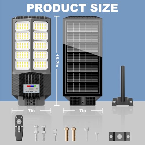 Solar Street Lights Outdoor Waterproof - Commercial Outdoor Solar Light, Fast Charging, 120pcs High Brightness LED Solar Parking Lot Lights Dusk to Dawn - size: L-1Pack