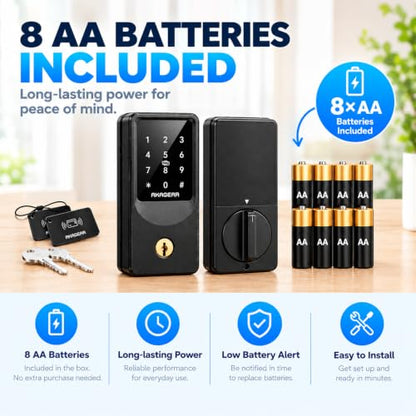AkaGear Keyless Entry Door Lock, Smart Lock with WiFi Keypad Deadbolt