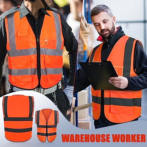 Leumoi 30 Pack Reflective Safety Vest with Pockets - color: Orange, size: X-Large