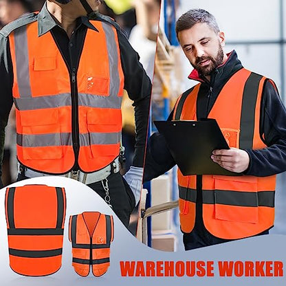 Leumoi 30 Pack Reflective Safety Vest with Pockets - color: Orange, size: X-Large