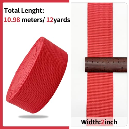 2" Red Wide Webbing Straps 40yd for Lawn Chair,Bag &Sewing - color: Red 10