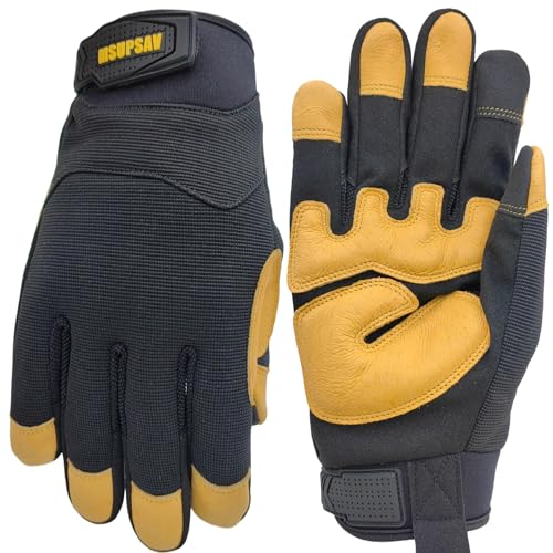 Work Gloves, Multi-Purpose Safety Glove, Black+Yellow, Medium - color: Black+yellow-2, size: Medium