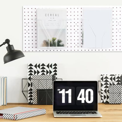 Wonderjune 4 Pcs Expandable Literature Display for Pegboard, White - color: White