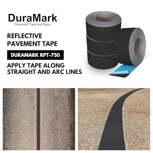 DuraMark RPT-750 Reflective Pavement Marking Tape, Black, 3 in x 18 ft - color: Black, size: 3 Inch x 18 Ft