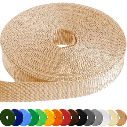 TECEUM Webbing Strap, 3/4" to 2", 10-50 Yds, Multi-Color Heavy Duty Tape - color: Champagne, size: 1"- 10 yards