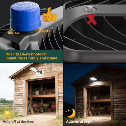 4Pack 240W LED Parking Lot Light 60000lm(250LM/W) Arm Mount LED Pole Lights Outdoor IP65 Waterproof 5000K Commercial LED Area Security Light with Smart Photocell for Roadways,Yard,Stadium