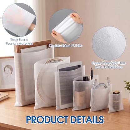 Marspark 550 Pcs Dish Packing Supplies for Moving 300 Cushion Foam Pouches 6 Sizes (4x6", 6x7.8", 7.8x7.8", 7.8x12", 12x12", 12x16") with 250 Fragile Stickers Plate Fragile Shipping Packing Sleeves