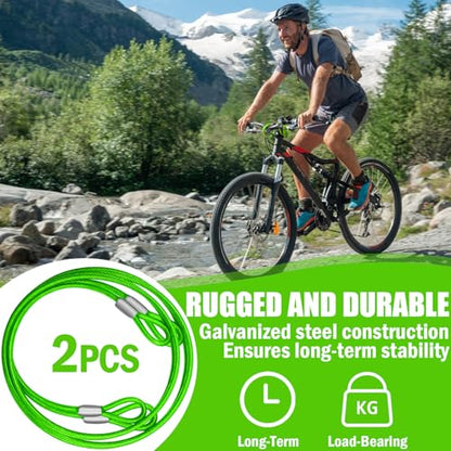 4.7mm(3/16") Steel Security Cable with Loops, Bike Lock Cable, 2Pack - color: Green, size: 4FT-(2Pack)