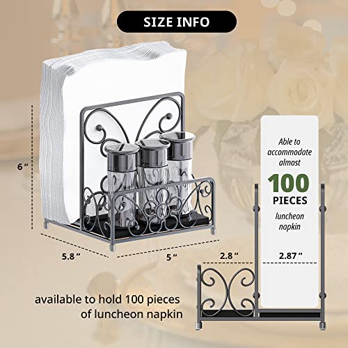 Napkin Holder with Salt and Pepper Caddy, Metal Table Dispenser - color: S - Salt & Pepper Shaker Napkin Holder, size: Luncheon Napkin Holder