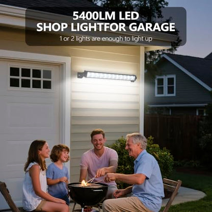 2 Pack 24W LED Shop Lights – 5400 lm 6000 K Daylight, 6.5 ft Plug-in Cord with Inline Switch, 180° Tilt, Graphene Cooled – Garage, Workshop, Warehouse, Yard Lighting - size: 24W-2P
