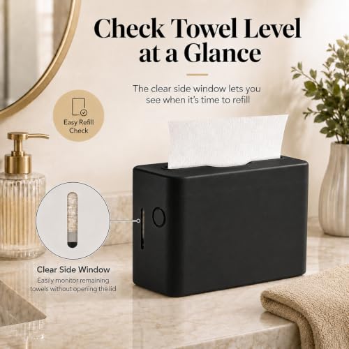 Multifold Paper Towel Dispenser Countertop, Commercial Hand Towel Holder - color: Black