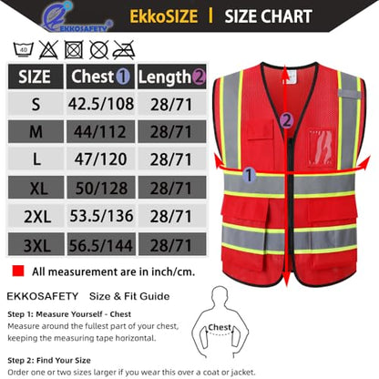Hi Vis Reflective Safety Vest for Men Women,EK175,Red,M - color: Red, size: Medium