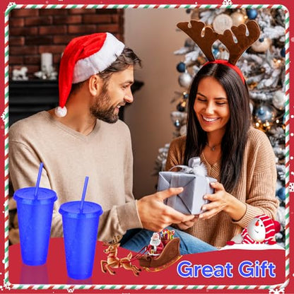 24 Pack Plastic Tumblers with Lids and Straws, Reusable Colorful Cups for Parties, Birthdays, Iced Coffee, Travel, Cold Drink Bulk Tumblers (24 oz, Dark Blue) - color: Dark Blue-24pcs